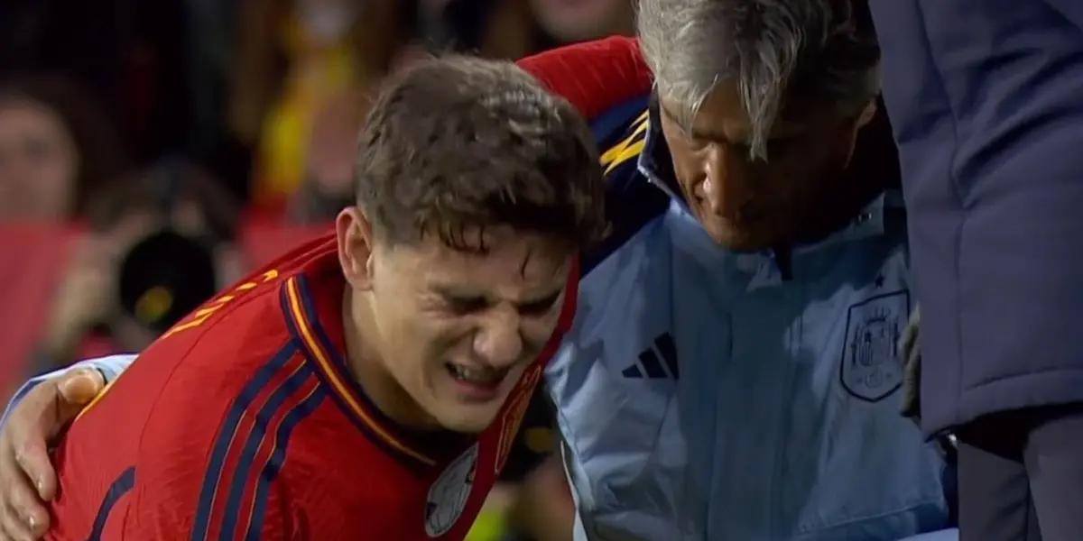 Gavi salió entre lágrima luego de sufrir una lesión en el partido entre España y Georgia