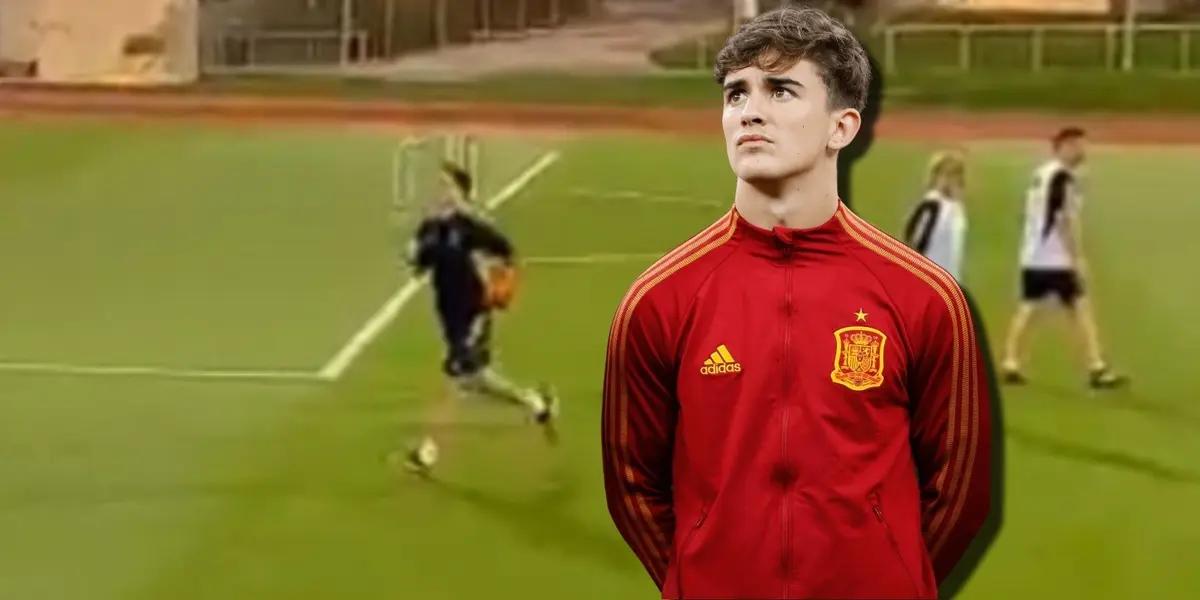 Gavi no terminó el entrenamiento en la Selección Española, y se vio cómo se fue corriendo. Fue por esta razón