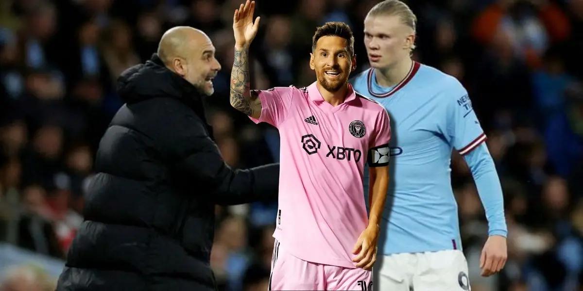 Haaland fue figura en el Manchester City, pero Guardiola sigue prefiriendo a Messi y esto dijo