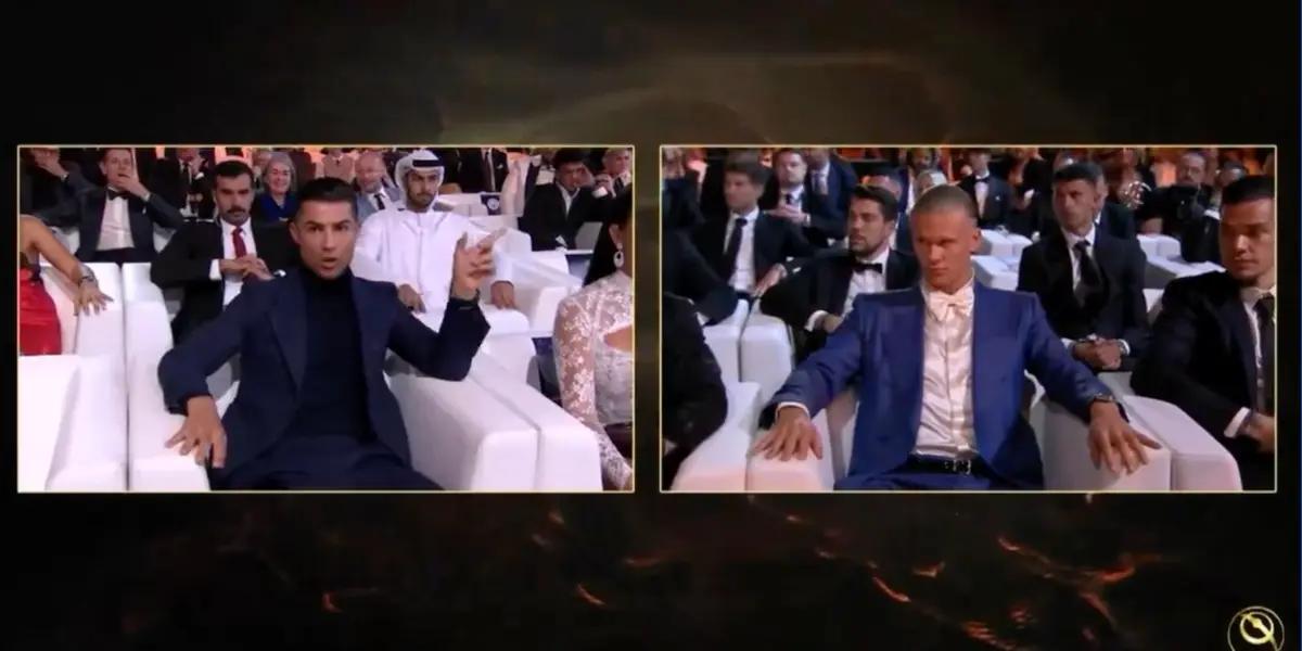 Haaland no lo podía creer, esta cara puso luego que CR7 lo señaló como número 1