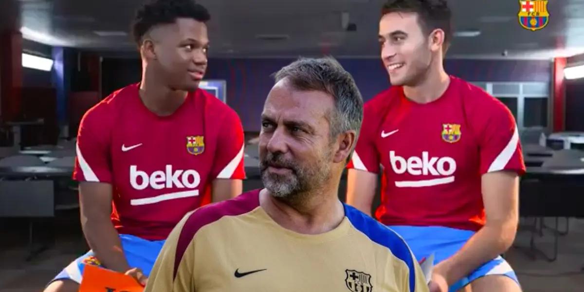 Hansi Flick - Ansu Fati - Eric García (Foto: FC Barcelona)