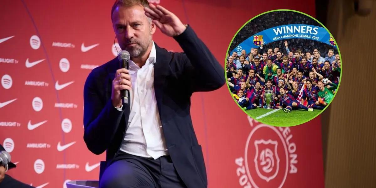 Hansi Flick en la rueda de prensa en la que fue presentado. (Foto: FC Barcelona)