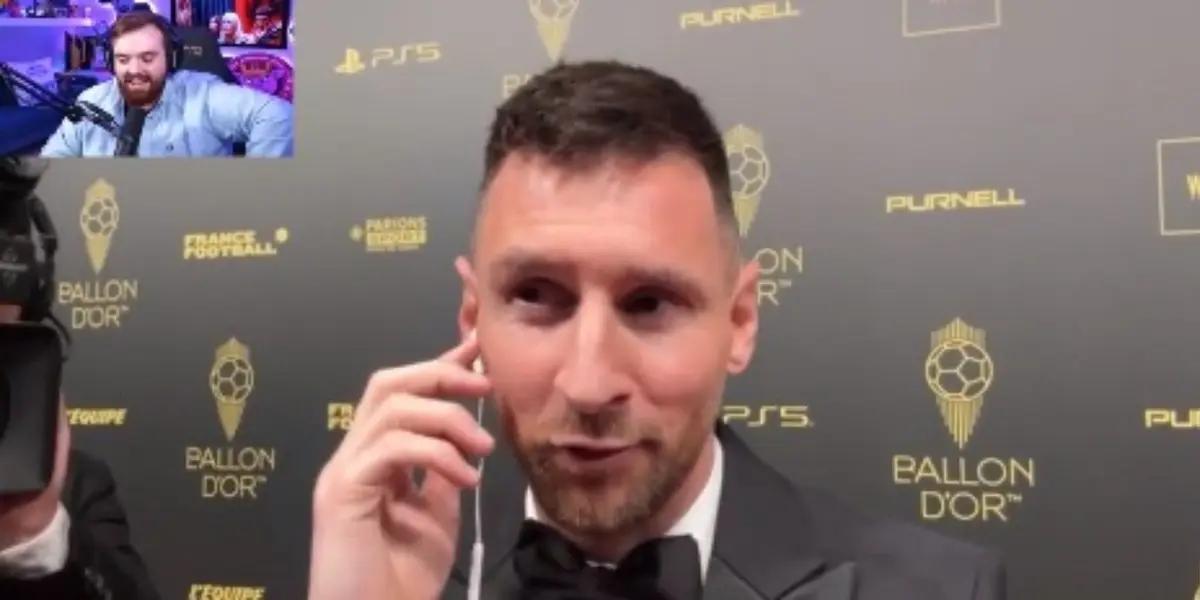 Ibai Llanos logró una entrevista con Lionel Messi tras ganar el Balón de Oro y el argentino vivió un momento curioso con el influencer