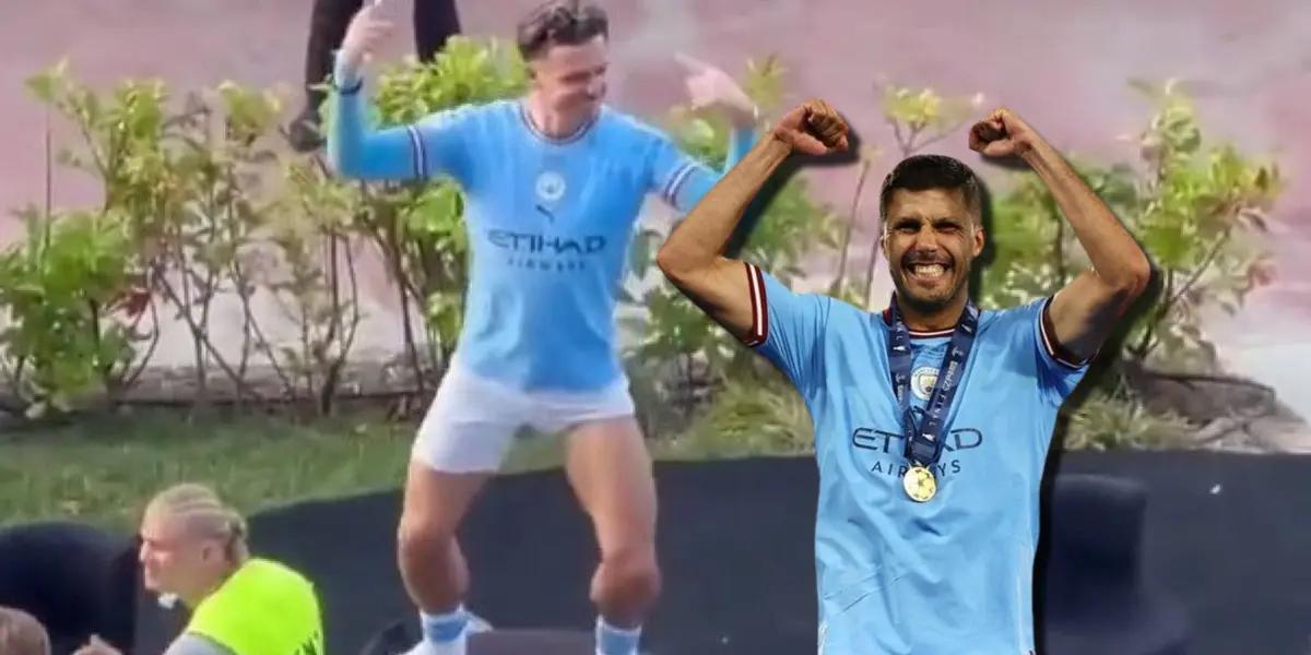 Jack Grealish y Rodri, de fiesta con Manchester City