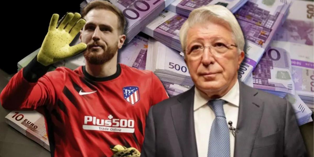 Jan Oblak y Enrique Cerezo, presidente del Atlético de Madrid