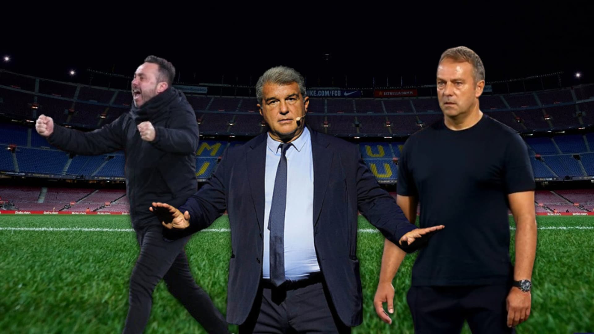 Joan Laporta debe decidir entre De Zerbi, Flick y varias figuras más.