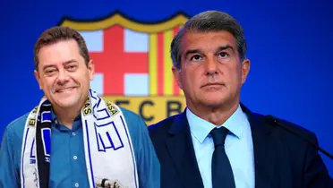 Joan Laporta preocupado. Tomás Roncero con bufanda del Real Madrid sonriente.