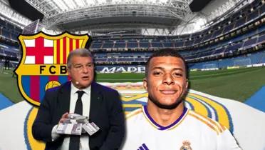 Joan Laporta, presidente FC Barcelona, Kylian Mbappé