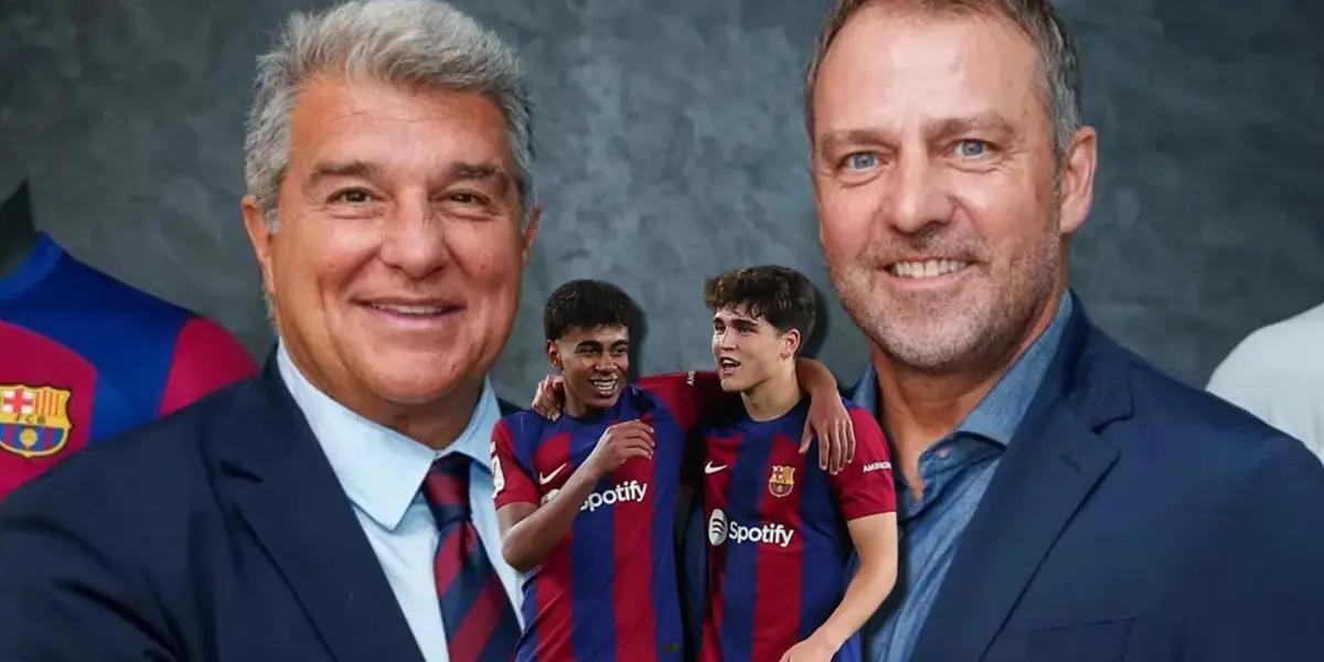 Joan Laporta y Hansi Flick, en el FC Barcelona