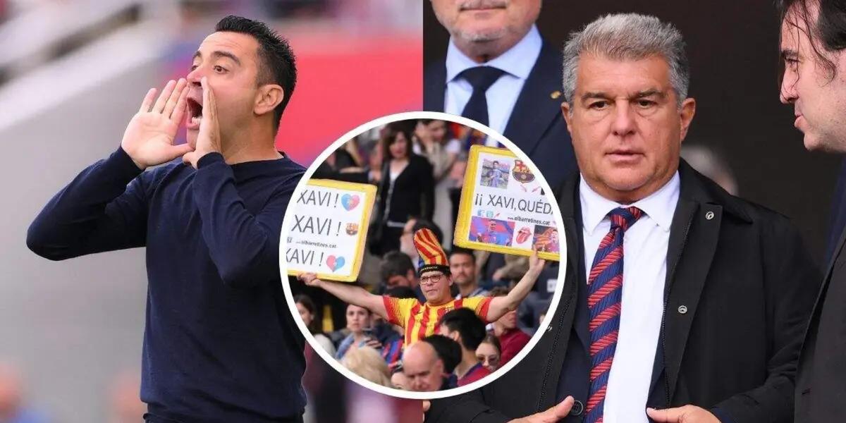 Joan Laporta y Xavi Hernández, del FC Barcelona