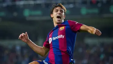 Joao Félix celebrando un gol del FC Barcelona