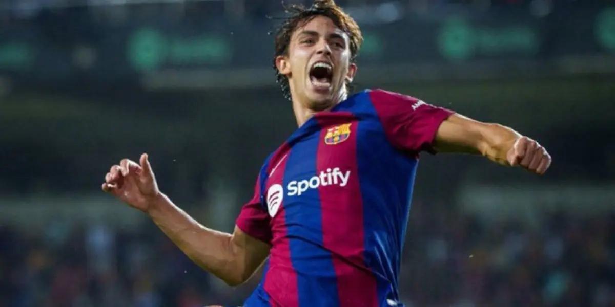 Joao Félix celebrando un gol del FC Barcelona