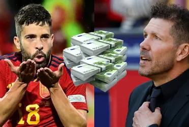 Jordi Alba no llegará a Atlético de Madrid y Diego Simeone ya pensó en su reemplazante aunque no es nada fácil