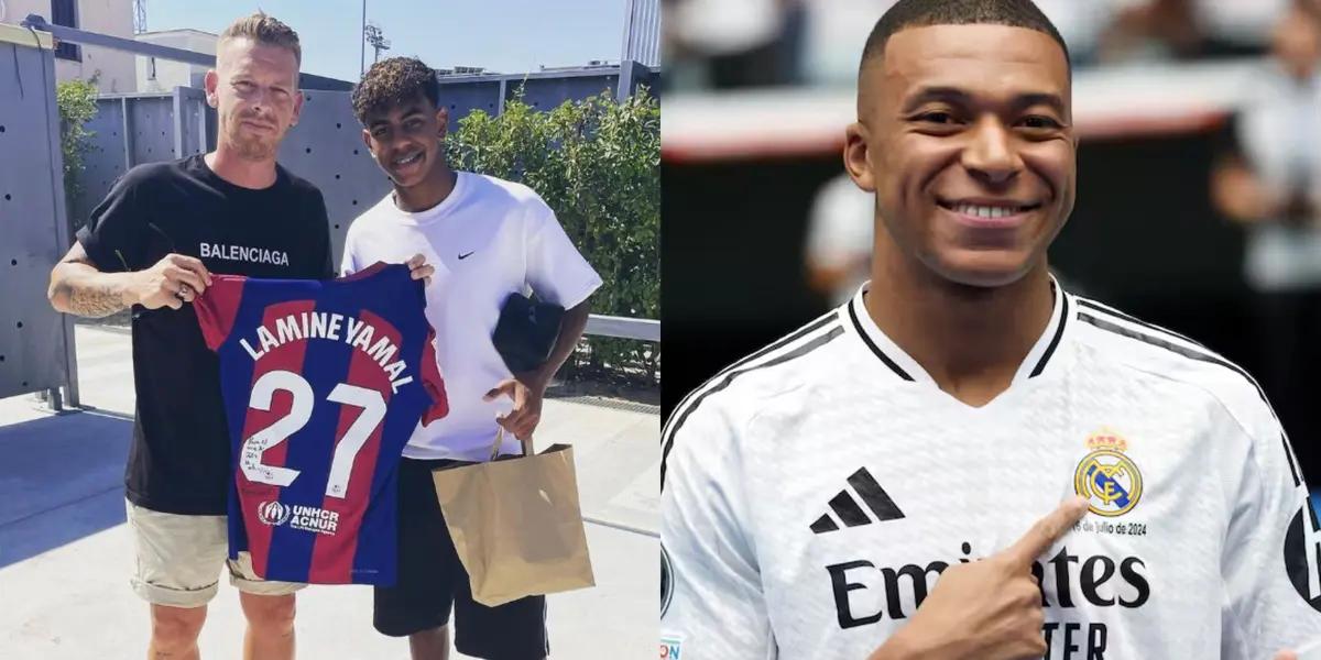 Jota Jordi junto a Lamine Yamal. Kylian Mbappé. (Foto: collage)