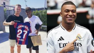 Jota Jordi junto a Lamine Yamal. Kylian Mbappé. (Foto: collage)