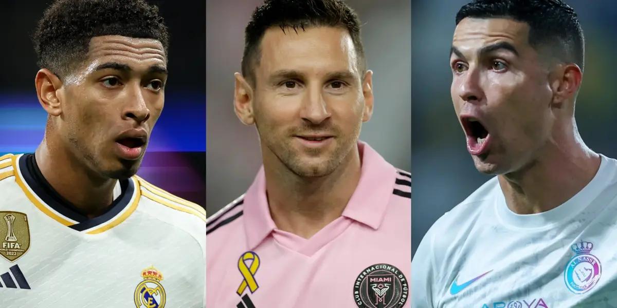 Jude Bellingham, del Real Madrid, Lionel Messi y Cristiano Ronaldo