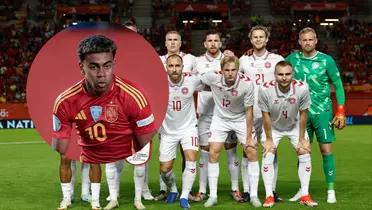 Jugadores de Dinamarca y Lamine Yamal. Foto: redes de Dinamarca y Lamine Yamal