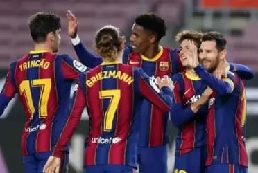 Jugadores del Barça celebrando un gol en 2021