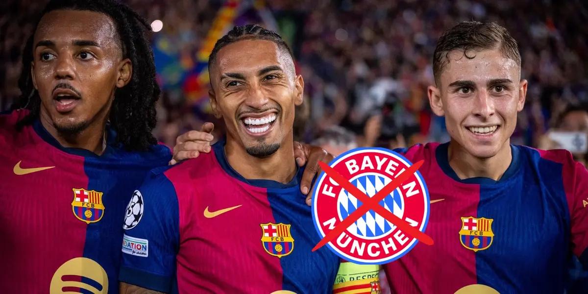Jugadores del Barca con el escudo del Bayer/ FOTO: X Barcelona