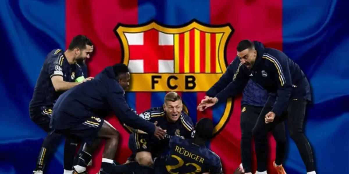 Jugadores del Real Madrid celebrando, tras clasificación a semis de Champions ante Manchester City