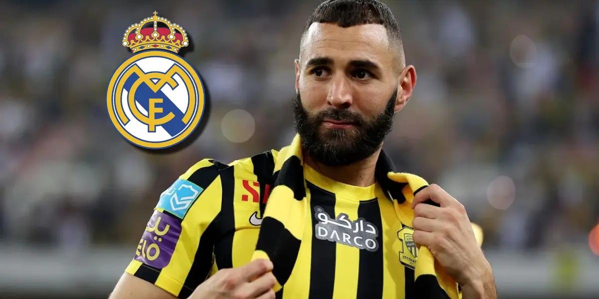 Karim Benzema durante su presentación, hace casi un año, en Al-Ittihad.
