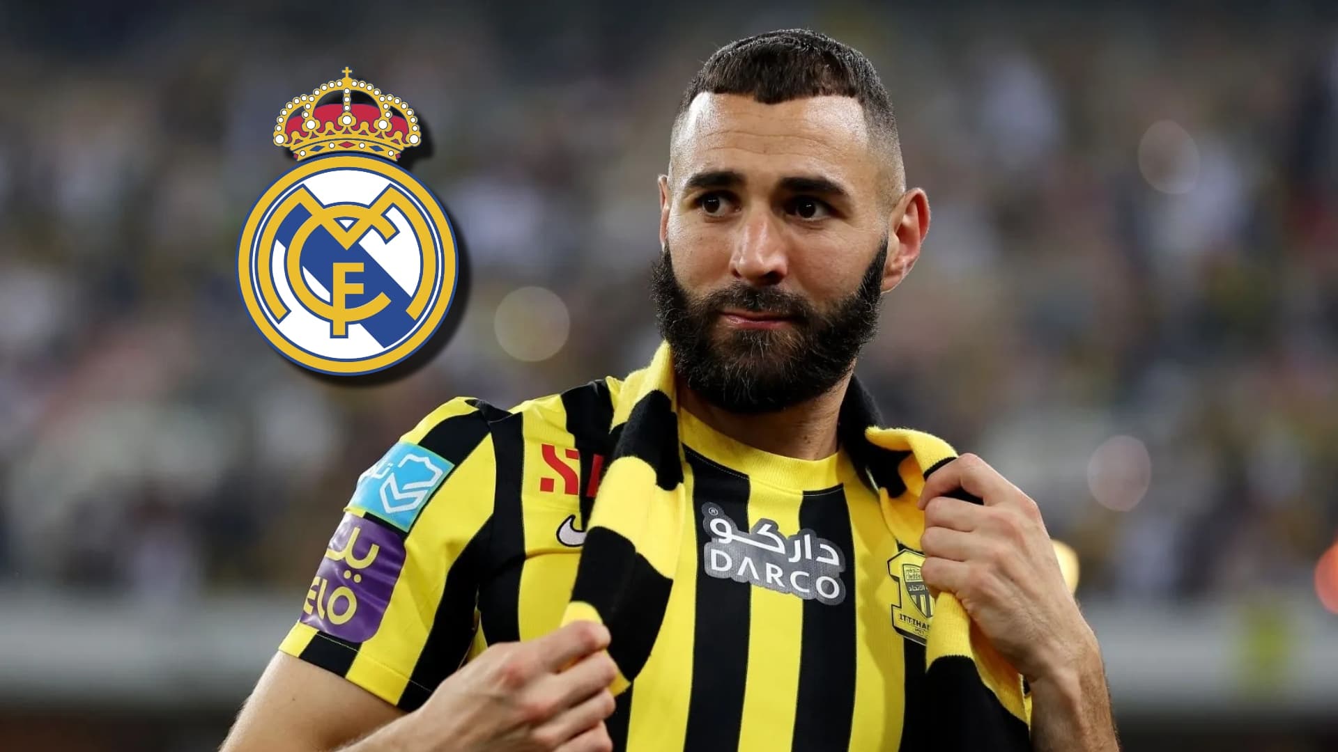 Karim Benzema durante su presentación, hace casi un año, en Al-Ittihad.