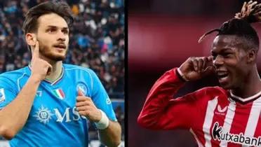 Khvicha Kvaratskhelia y Nico Williams, jugadores que quiere el FC Barcelona