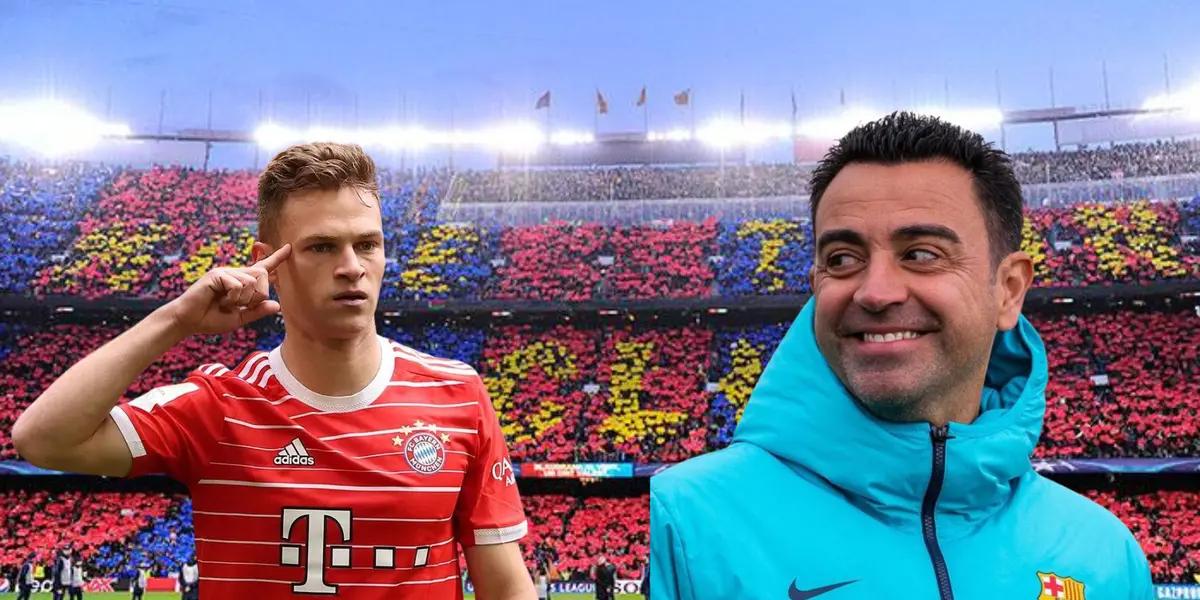 Kimmich mano en la cabeza, Xavi sonriendo