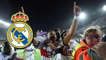 Kylian Mbappé celebrando el gol al FC Barcelona, que los eliminó de Champions League