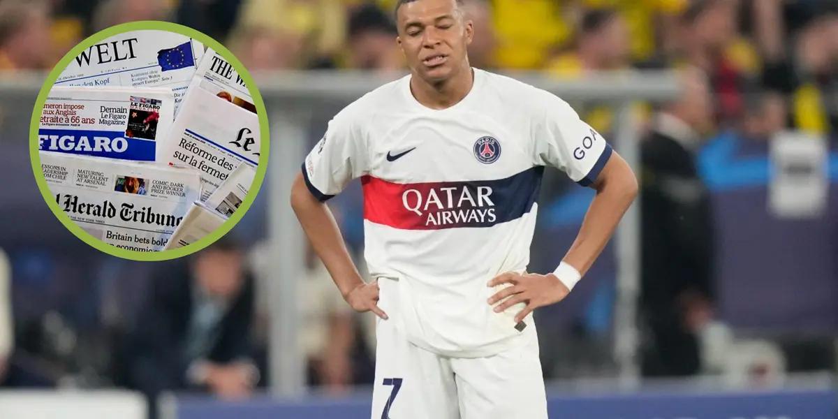 Kylian Mbappé durante su partido ante Borussia Dortmund y los diarios de la prensa francesa