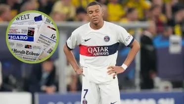 Kylian Mbappé durante su partido ante Borussia Dortmund y los diarios de la prensa francesa