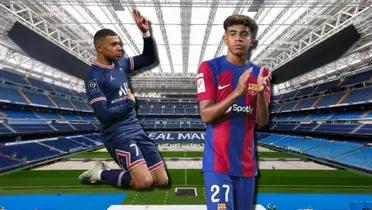 Kylian Mbappé, jugador del PSG, y Lamine Yamal del FC Barcelona
