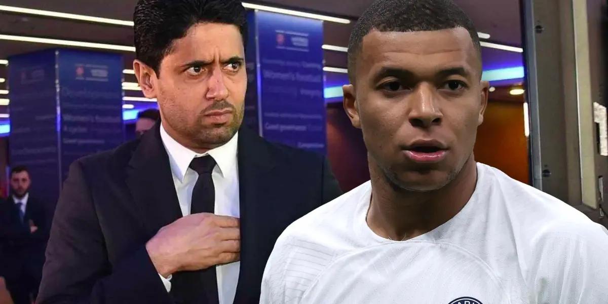 Kylian Mbappé, jugador del PSG, y Nasser Al-Khelaifi