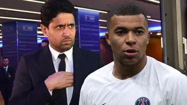 Kylian Mbappé, jugador del PSG, y Nasser Al-Khelaifi