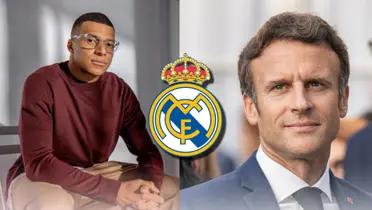 Kylian Mbappé, próximo jugador de Real Madrid, y el presidente de Francia