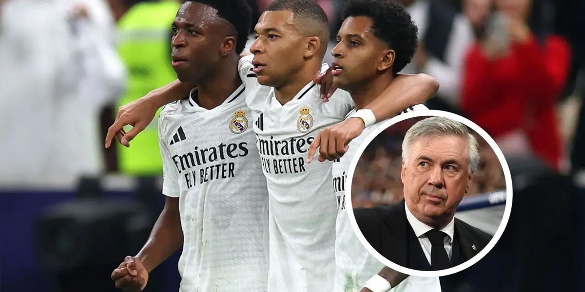 Kylian Mbappé - Rodrygo - Vinicius Jr. - Carlo Ancelotti (Foto: X)