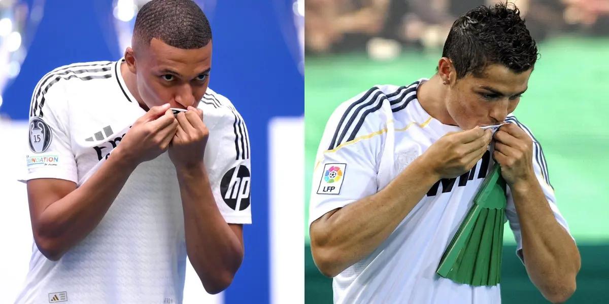 Kylian Mbappé y Cristiano Ronaldo en sus presentaciones como jugadores del Madrid. (Foto: collage)