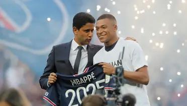 Kylian Mbappé y el presidente del PSG