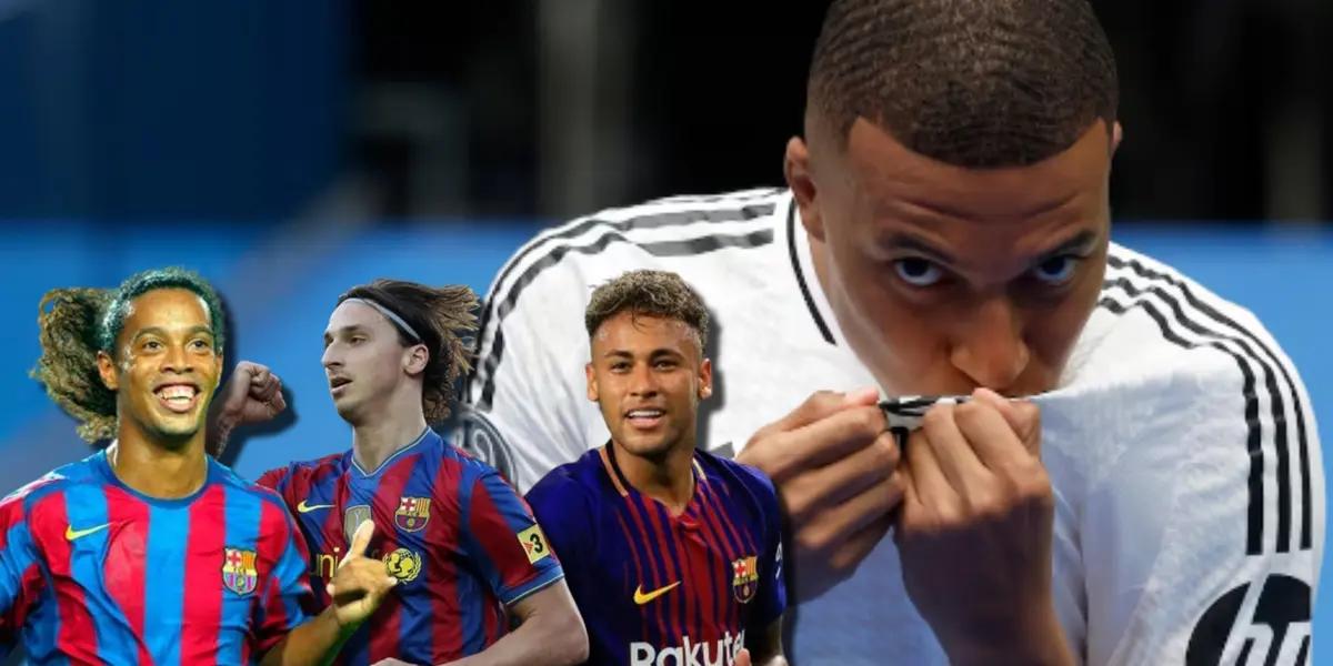Kylian Mbappé y jugadores del FC Barcelona / Foto: Collage