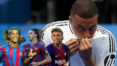 Kylian Mbappé y jugadores del FC Barcelona / Foto: Collage