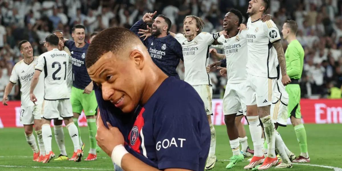Kylian Mbappé y jugadores del Real Madrid
