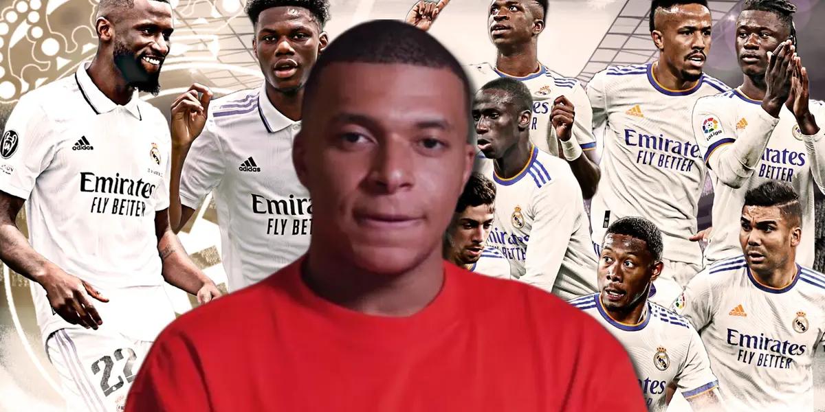 Kylian Mbappé y jugadores del Real Madrid