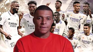 Kylian Mbappé y jugadores del Real Madrid