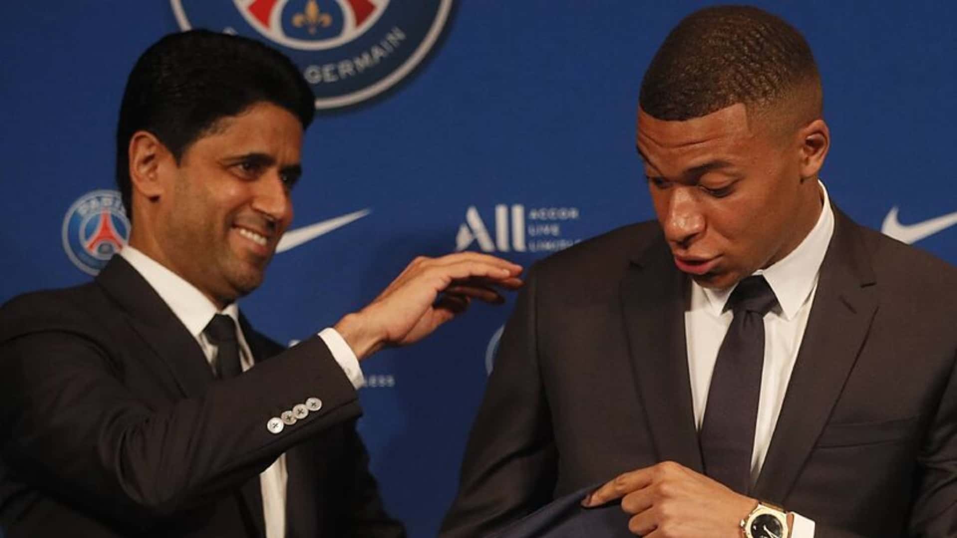 Kylian Mbappé y Nasser Al-Khelaifi, del PSG