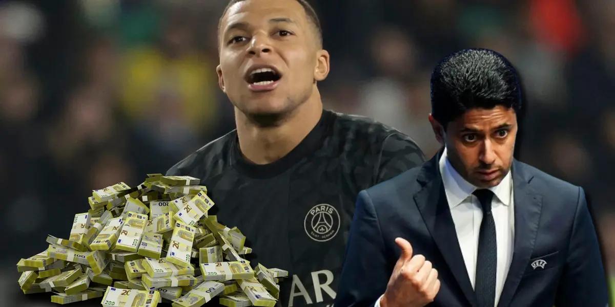 Kylian Mbappé y Nasser Al-Khelaifi, presidente del PSG