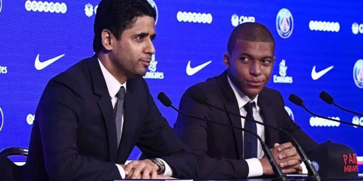 Kylian Mbappé y presidente del PSG