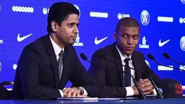 Kylian Mbappé y presidente del PSG