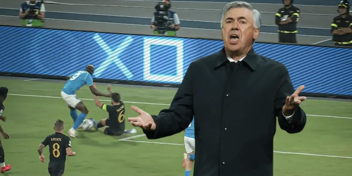 La afición y Carlo Ancelotti no lo pueden creer: con un penal polémico el Napoli llegó al empate
