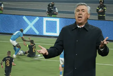 La afición y Carlo Ancelotti no lo pueden creer: con un penal polémico el Napoli llegó al empate
