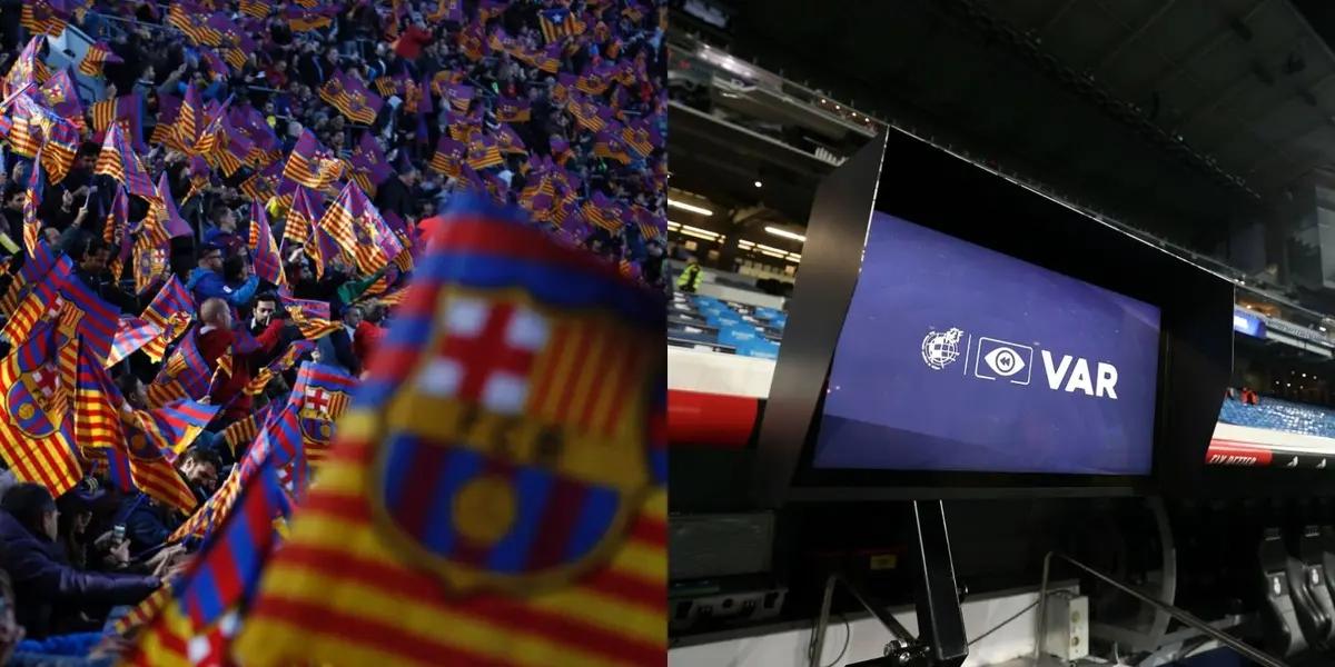 La hinchada blaugrana se irritó por la nula intervención del VAR en una decisión crucial.